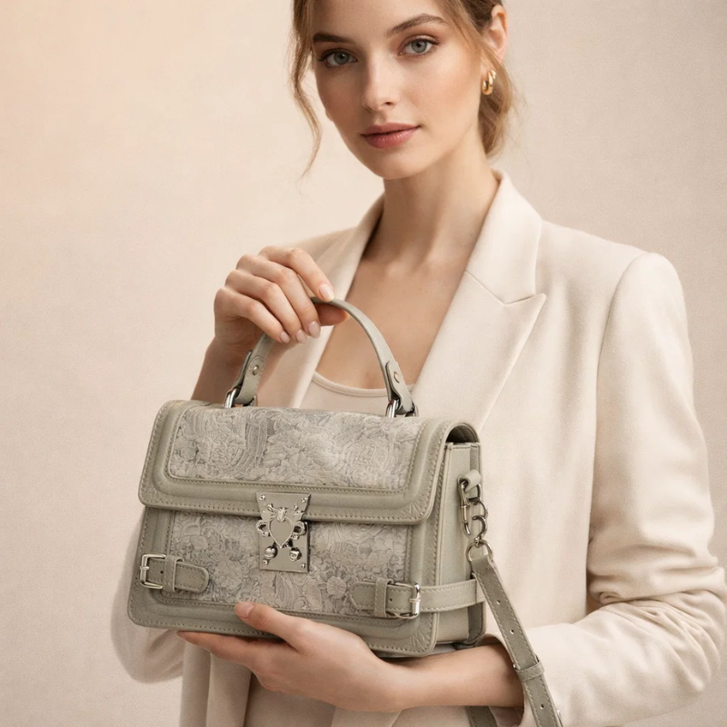 Azure Luxe Embroidered Handbag