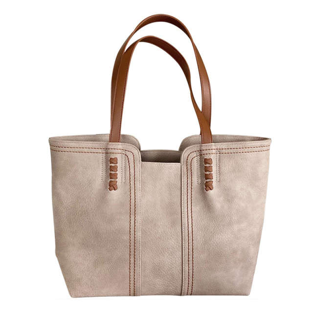 Leather Shoulder Shopping Bag