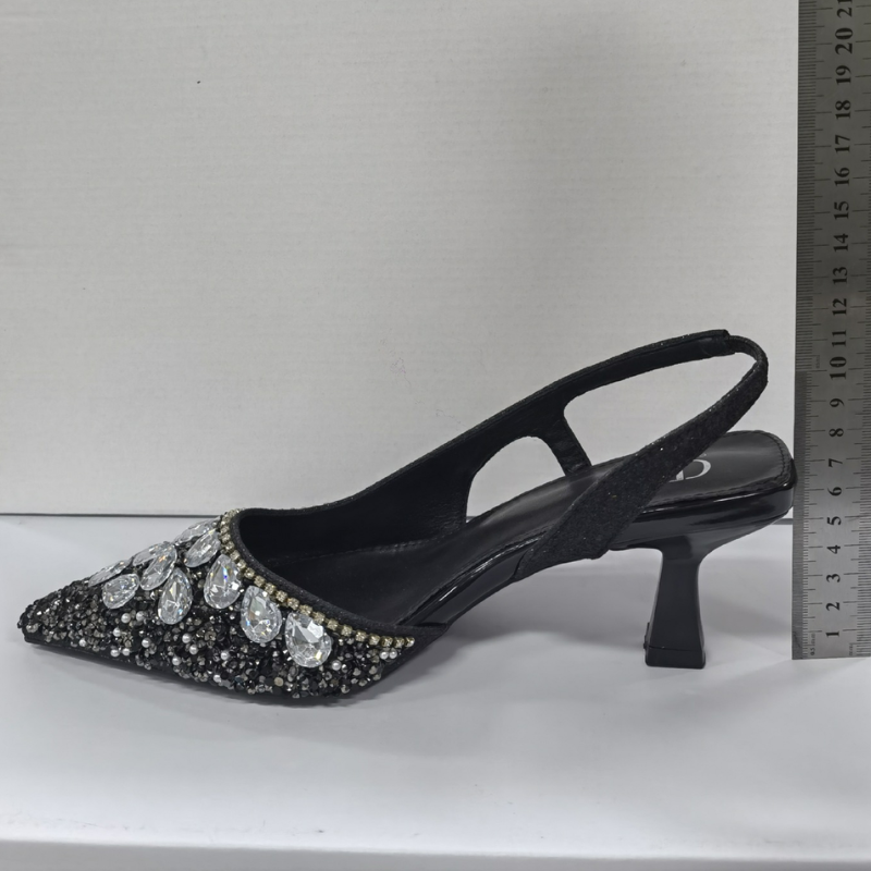 Crystal Square Heel Pointed Toe Heels