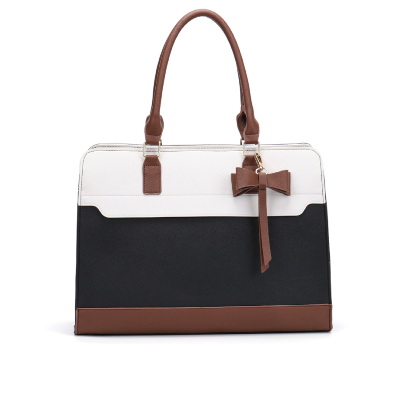 Color Block Bow Tote Bag