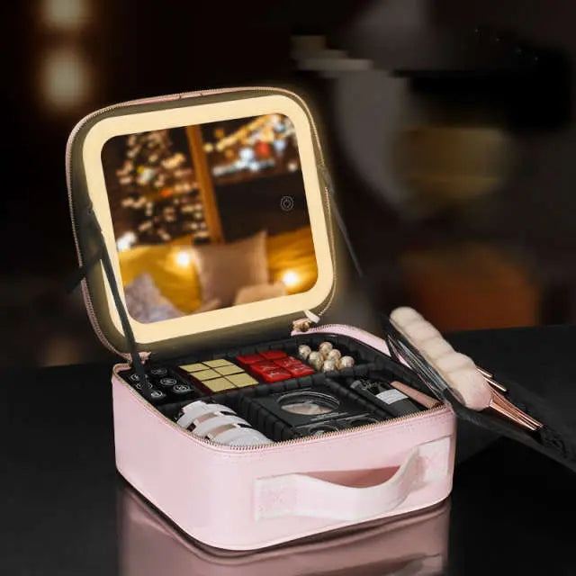 Large-Capacity Cosmetic Bag with Light