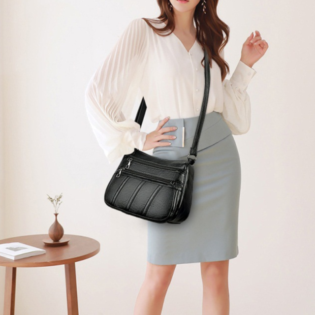 Cognac Organizer Crossbody Bag