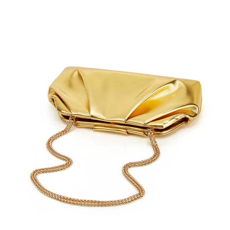Name: Celeste Metallic Pleated Chain Clutch Bag