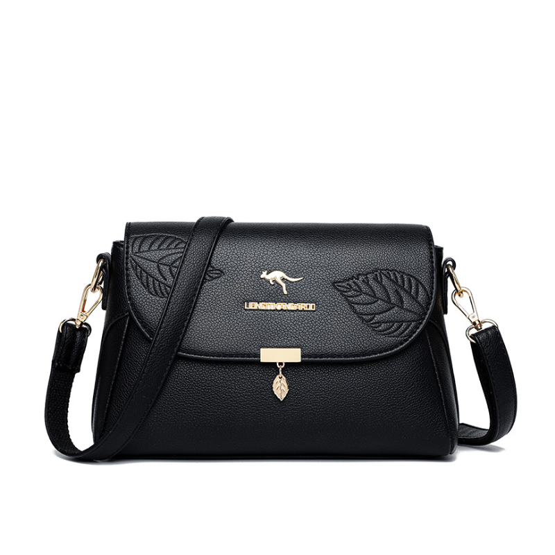 Leaf Charm Soft Leather Crossbody Bag