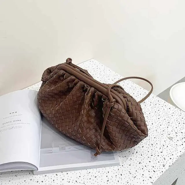 Woven Dumpling Crossbody Bag