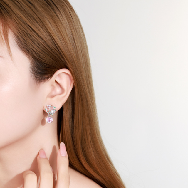 Elegant Crystal Vine Flower Wreath Earrings