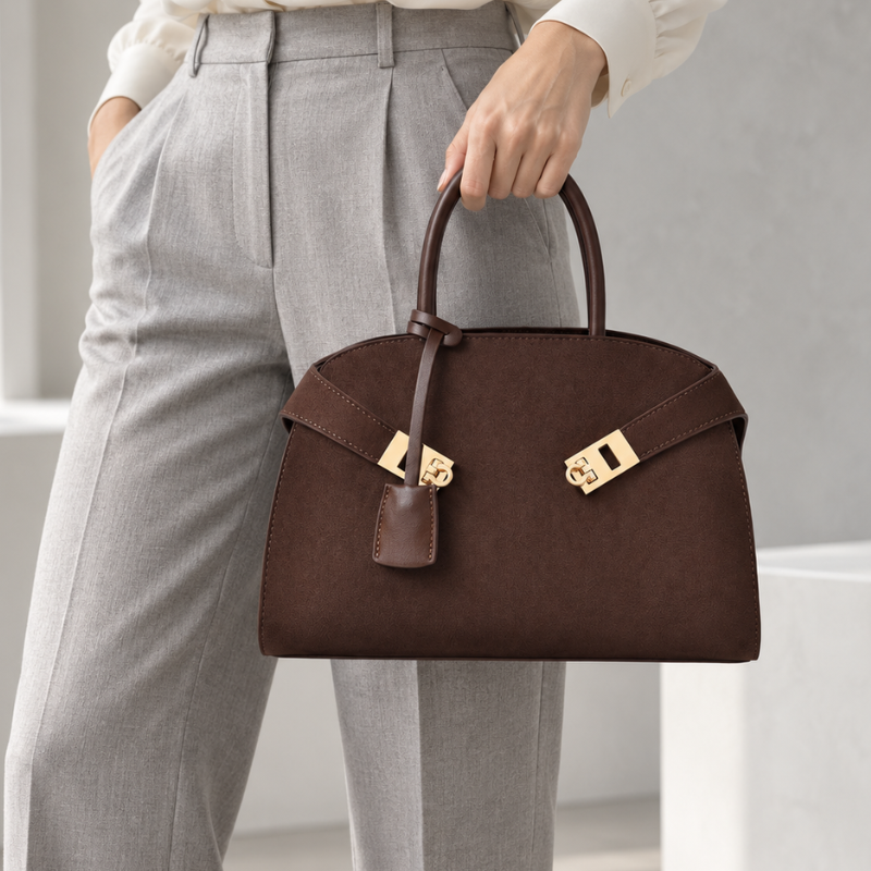 Amora Structured Suede Handbag