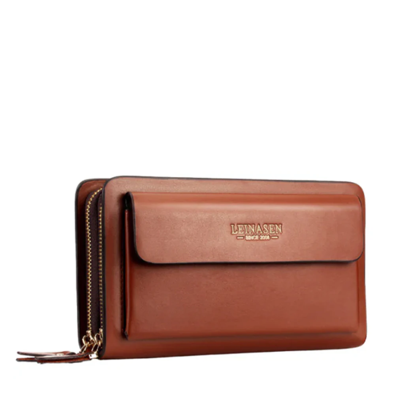 Soft Leather Long Zipper Business Wallet