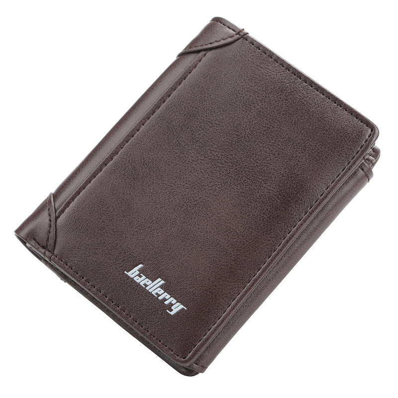 Men’s Tri Fold Leather Wallet with Zipper And Card Slots
