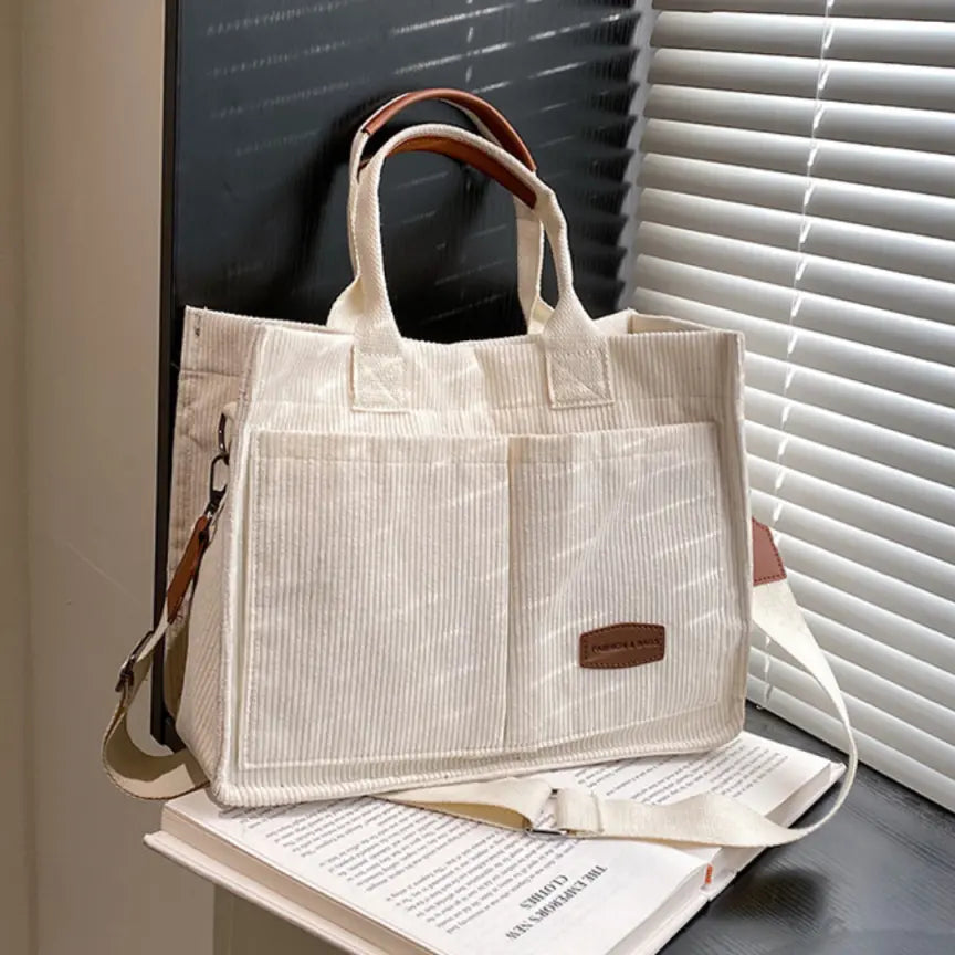 Cordoury Multi Pocket Tote Bag