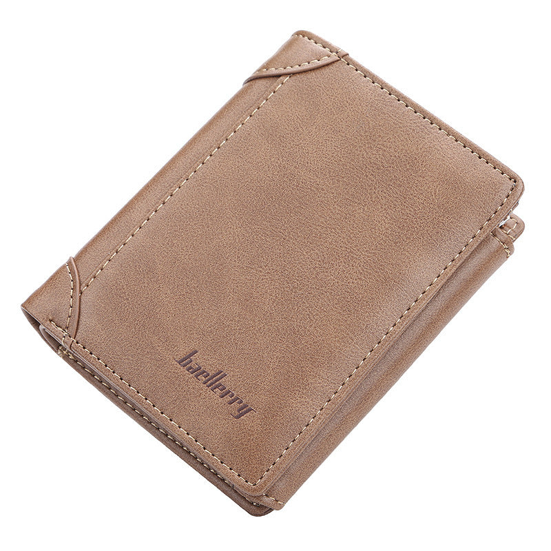 Men’s Tri Fold Leather Wallet with Zipper And Card Slots