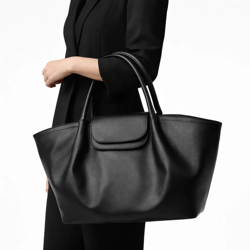 Pleat Style Genuine Leather Shoulder Bag